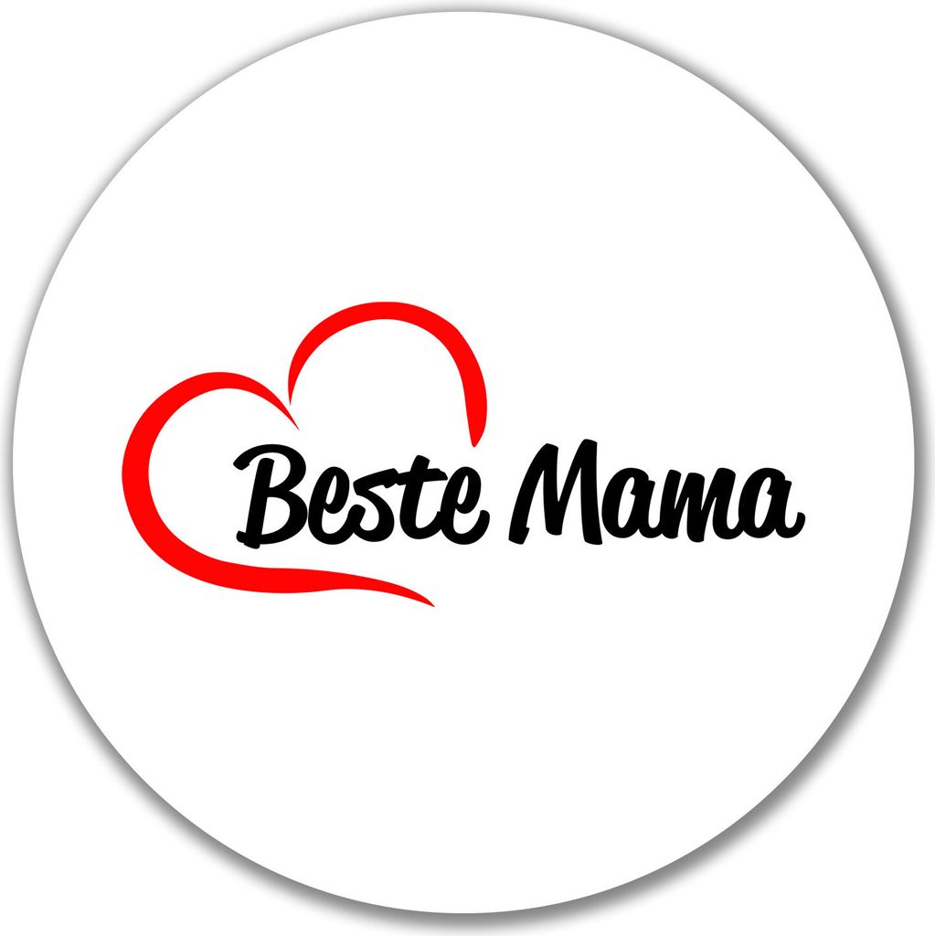 Huuraa Aufkleber Beste Mama Herz 10cm rund Sticker Produktbild 