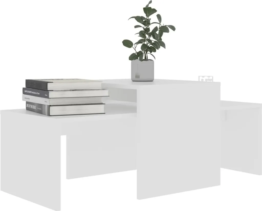 Table basse blanche en bois composite robuste vidaXL format 100 cm - 3