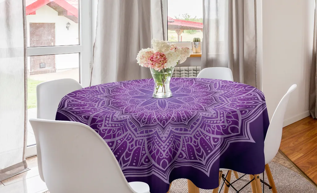 Tovaglia Mandala Viola 150 cm Circolare ABAKUHAUS Pizzo Disegnato