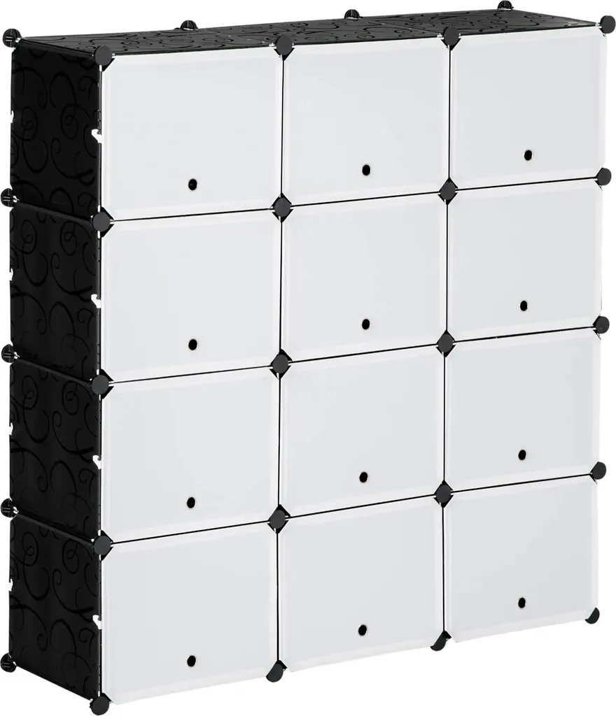 Armoire à chaussures modulaire 12 cubes 125x125cm en plastique blanc