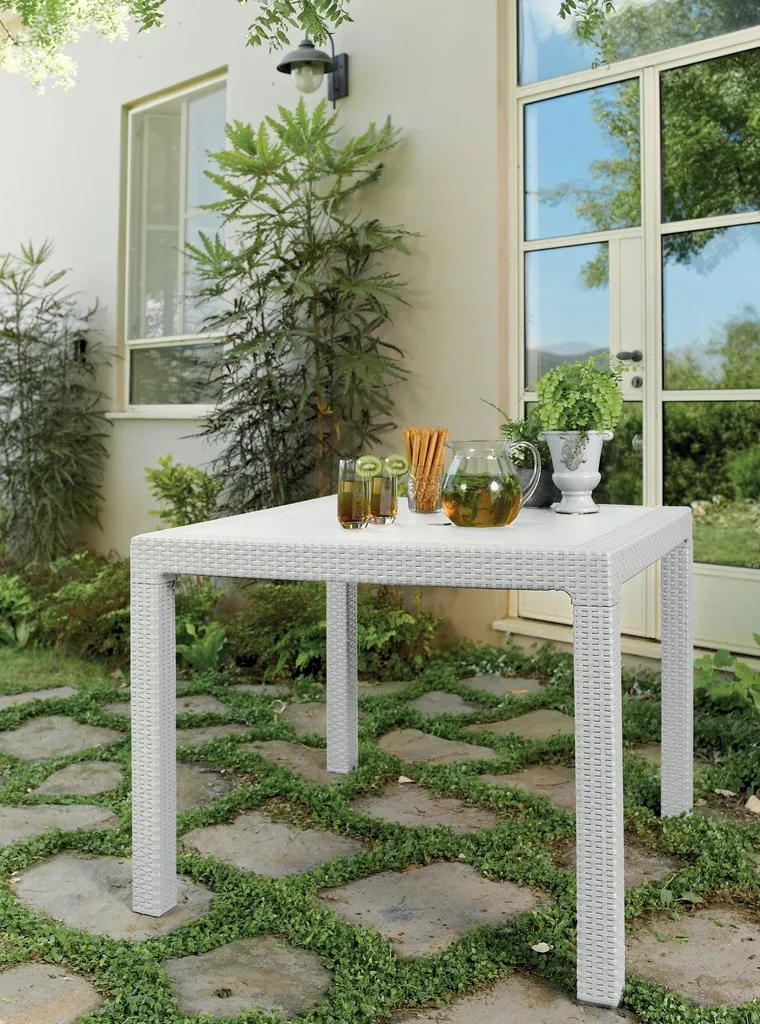 Table résine effet rotin blanc Quartet Table : design et durable - 3