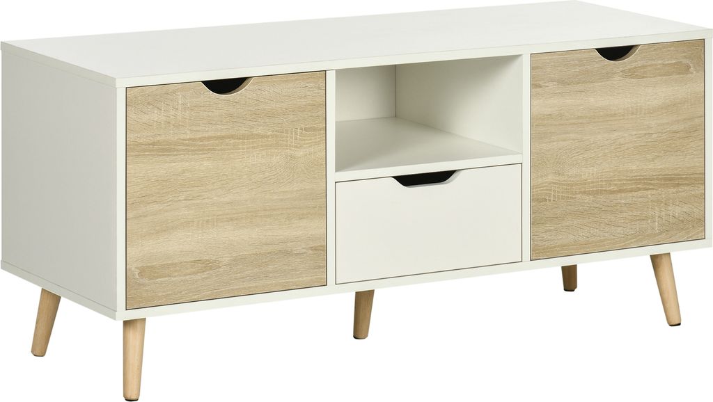 HOMCOM TV-Schrank mit 2-türiger Schublade und Fach, TV-Tisch für Fernseher bis zu 50 Zoll, Wohnzimmer-Sideboard für Schlafzimmer, 110 x 40 x 50 ...