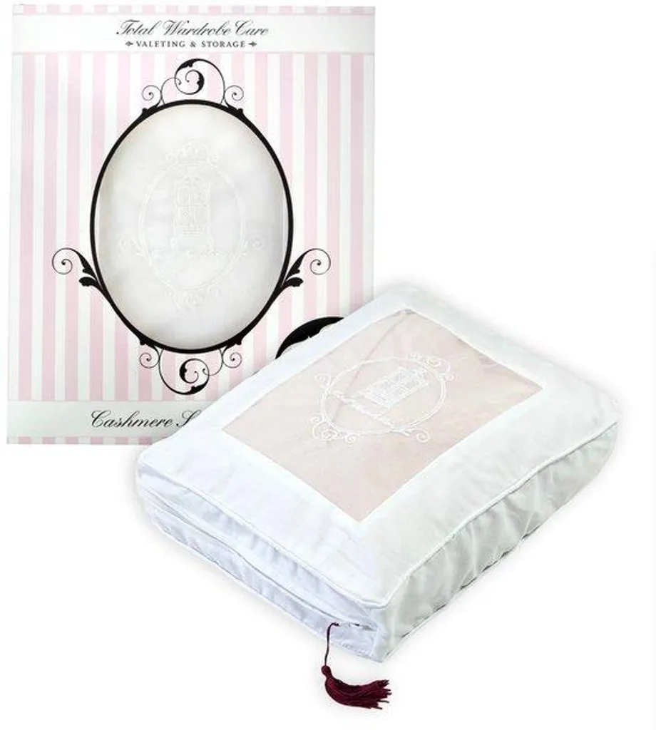 Pochette de rangement en cachemire blanc 32x27x7 cm pour le voyage