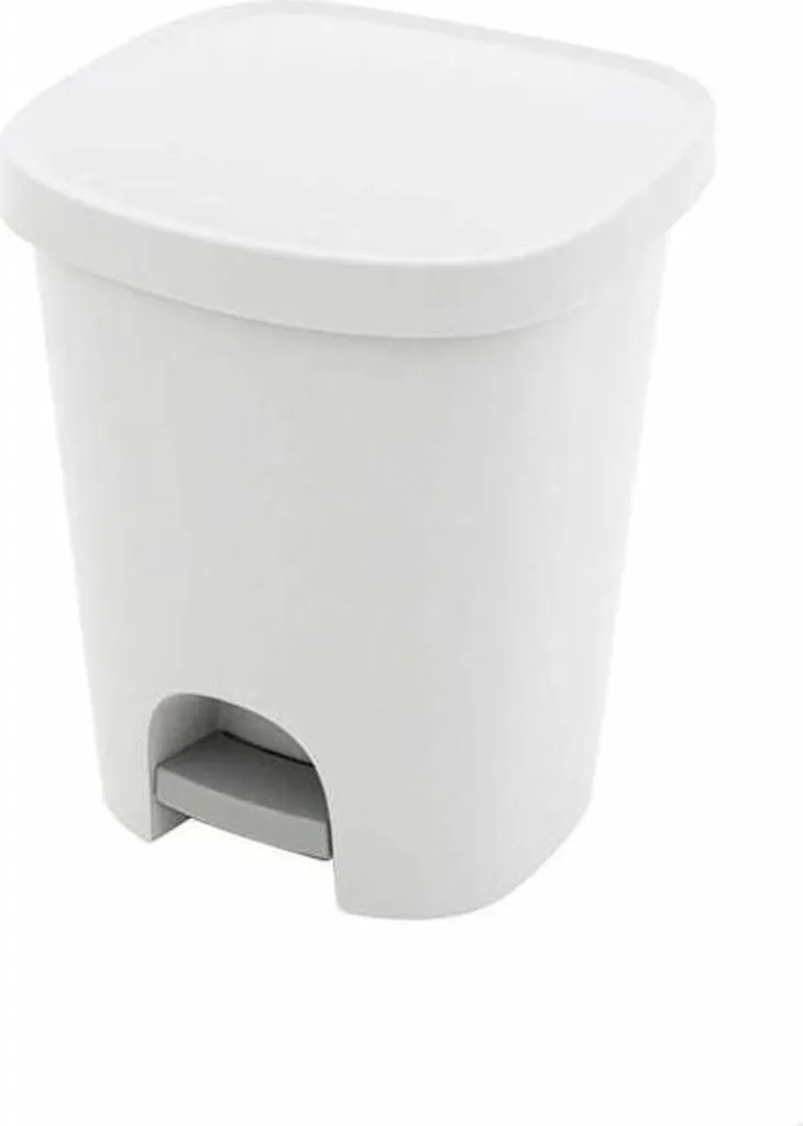 Poubelle à pédale blanche 25L pour cuisine et bureau - Format compact