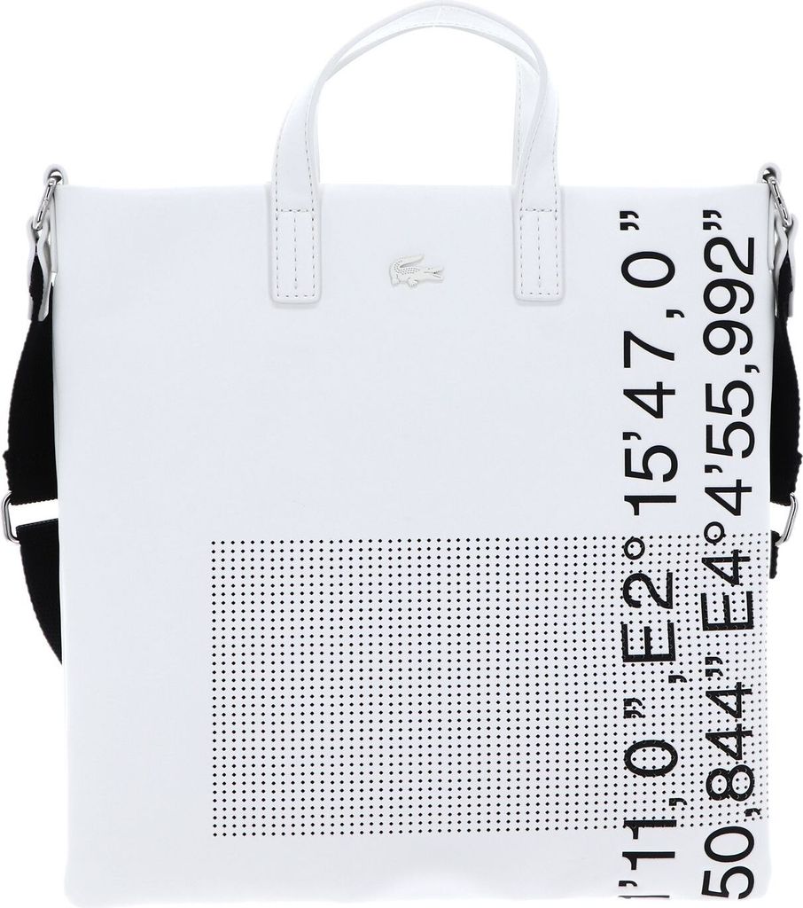 LACOSTE Schultertasche Handtasche S Shopping Bag Blanc Noir weiß