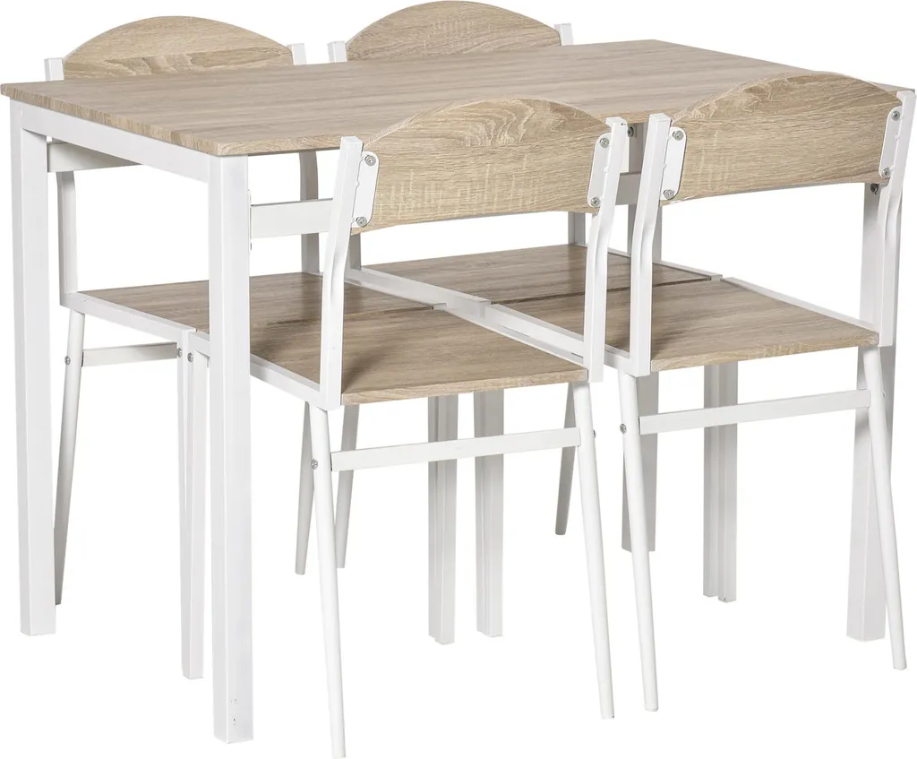 Ensemble repas 4 personnes pour petit espace, table 110cm et 4 chaises