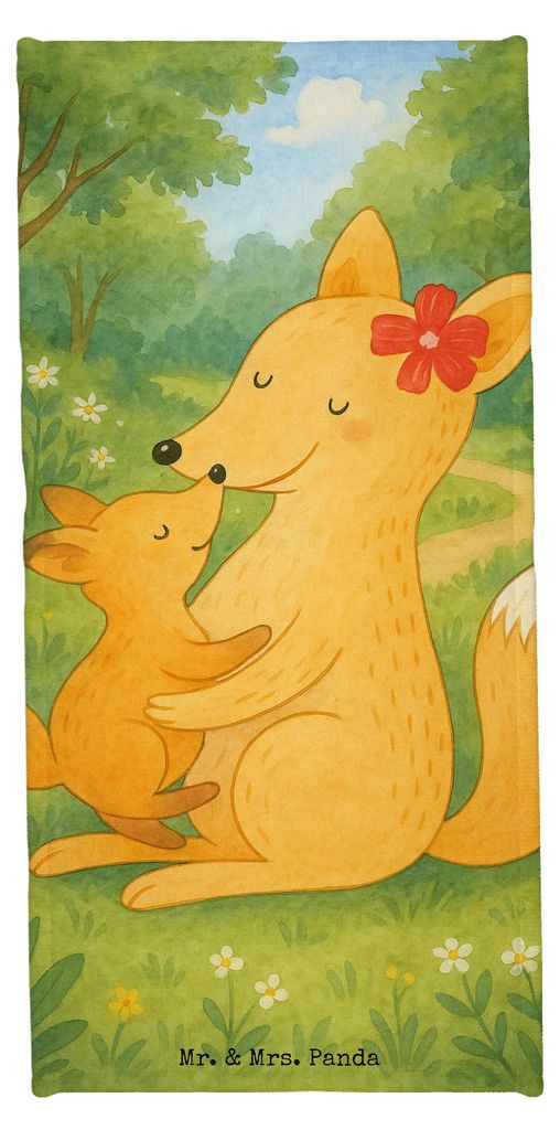 Mr. & Mrs. Panda Handtuch Fuchs Mama Design - Blau Pastell - Geschenk, Badehandtuch, Schoß, Tochter, Strandtuch, Duschtuch, sporthandtuch, Strandl...