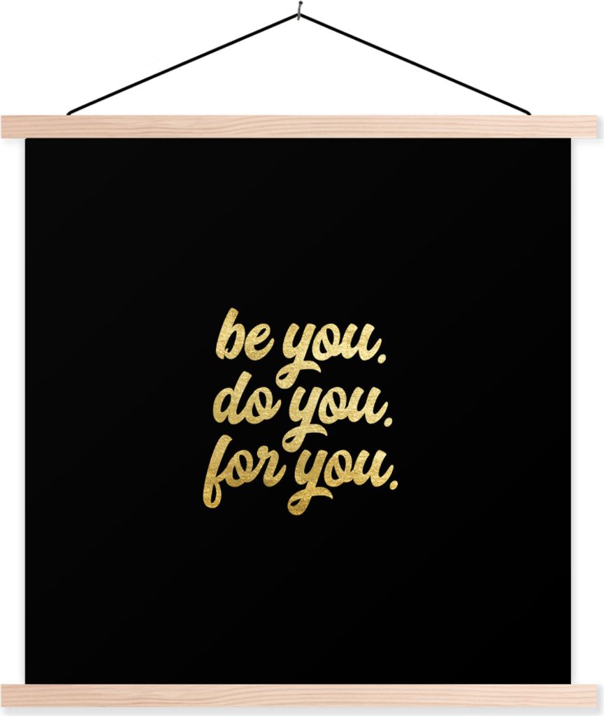 MuchoWow Textilposter Zuversicht - Gold - Schwarz - Zitat 40x40 cm mit holzfarbenen Rahmen - Posterleiste