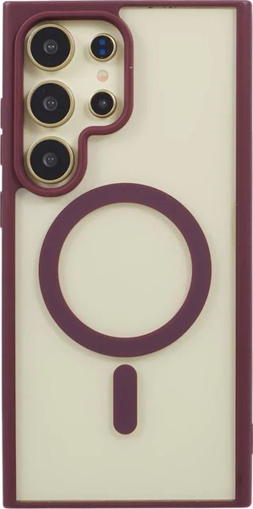 MagSafe Hülle für Samsung Galaxy S24 Ultra - Phonesta Basic Back Cover - Transparent/Bordeaux