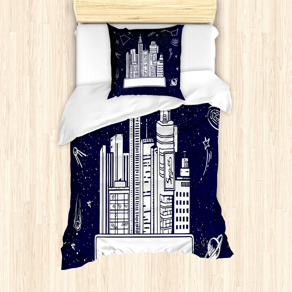 Copripiumino ABAKUHAUS Design Megacity 135x200 Indaco Bianco