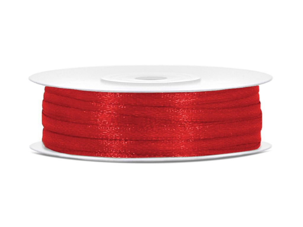 Wstążka satynowa 3 mm x 50 m Czerwona Zdjęcie produktu 
