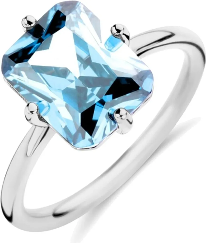 New Bling 9NB-1138-58 Anello Argento 925 Zirconia Azzurro 8x10mm
