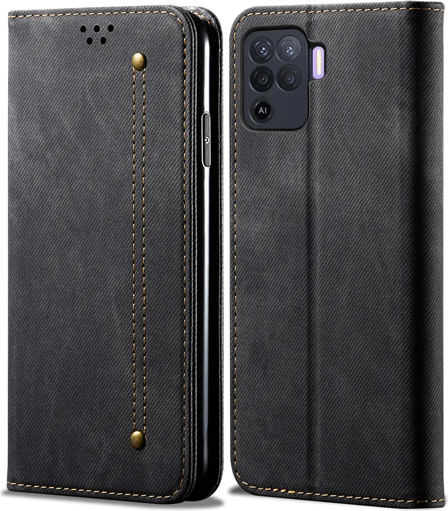 WEIOU Leather Folio Cover per OPPO A94 5G (Reno 5Z), Custodia in Pelle PU Magnetica Libro Flip Portafoglio con [Funzione Stand]. Rosso