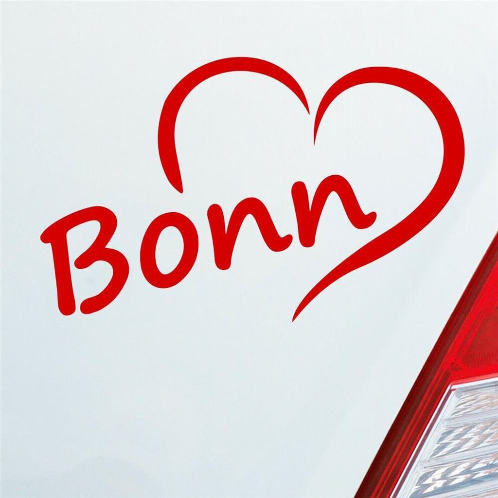 Auto Aufkleber Bonn Herz Stadt City Heart Liebe Love 13x8 cm Rot Sticker Heckscheibenaufkleber