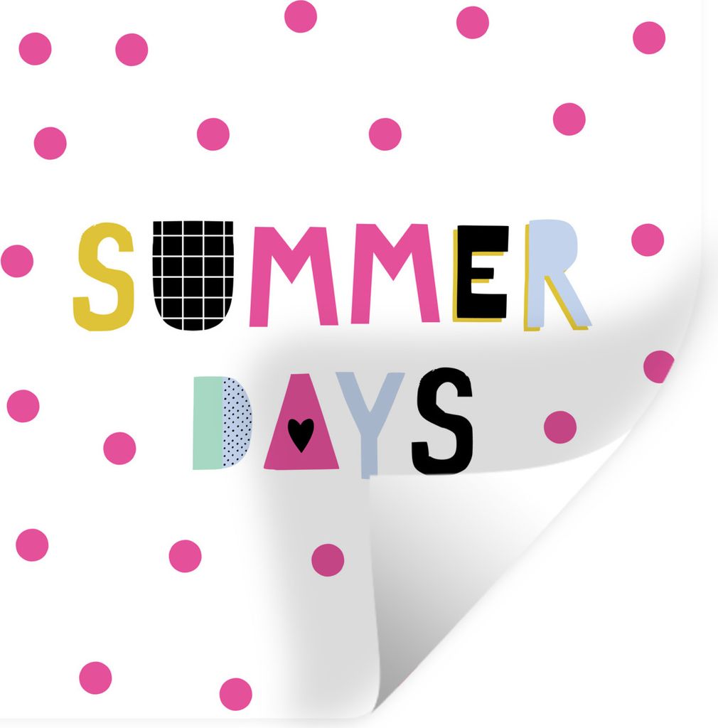 MuchoWow Wandtattoo Wandsticker Wandaufkleber Sommer - Zitat - Polka dots 80x80 cm Selbstklebend und Repositionierbar - Wierderverwendbar - Selbs...