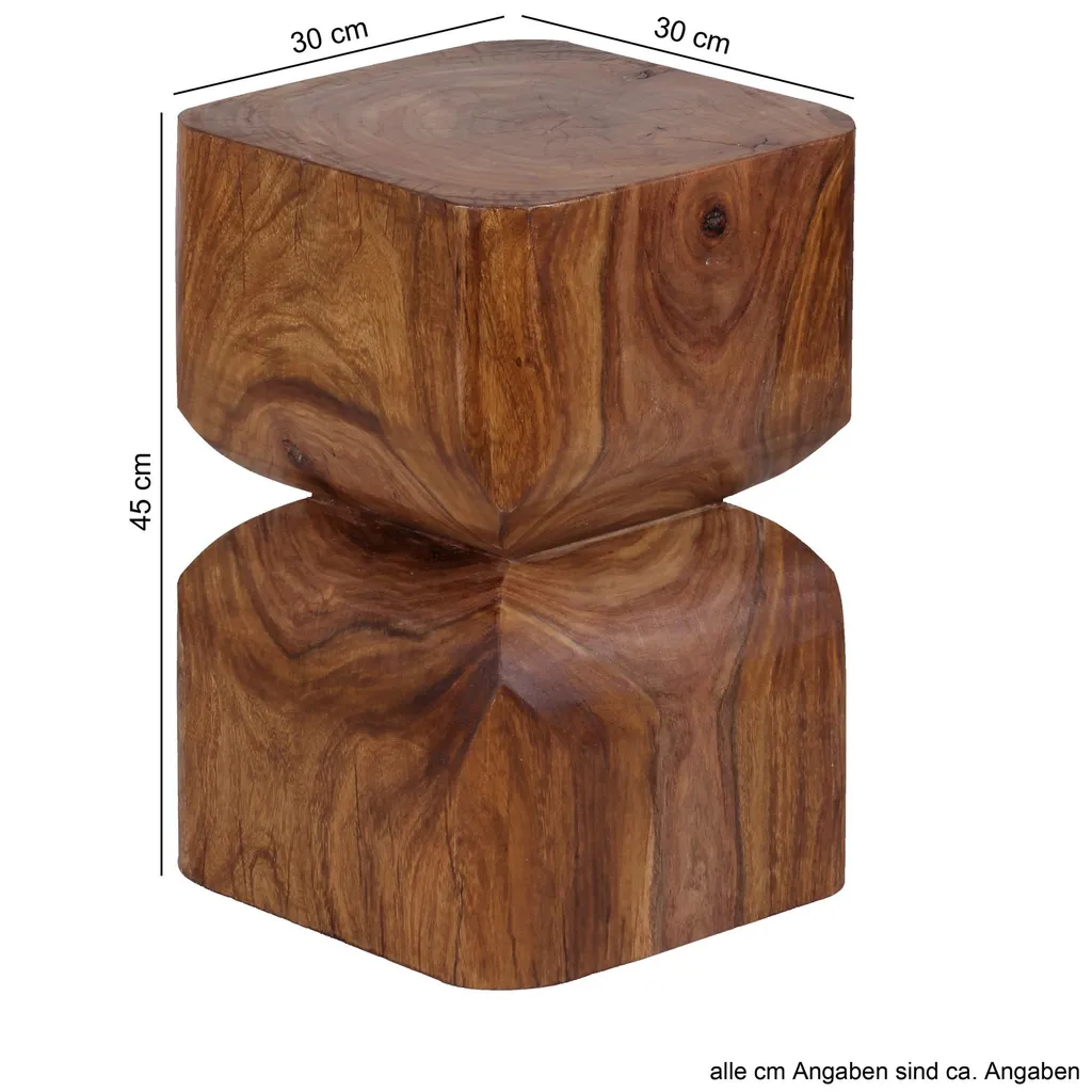 Petite table de salon Sheesham massif grain unique 30x30cm Wohnling