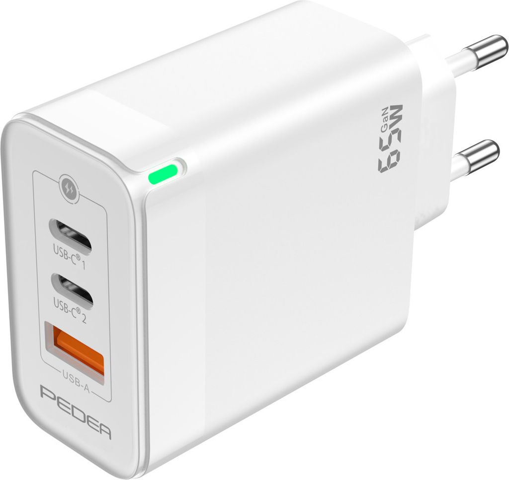 PEDEA Schnellladegerät Triple 65W GaN USB-C (PD) USB-A, Produktbild 