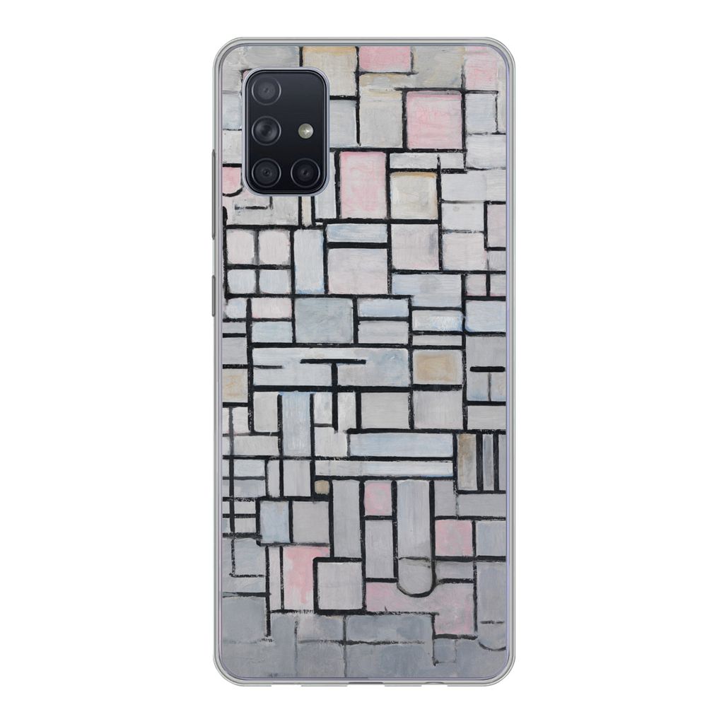 MuchoWow Handyhülle Schutzhülle Hülle für Samsung Galaxy A71 Komposition 6 - Piet Mondrian Silikon Softcase Handy Hülle - Kartenbesitzer