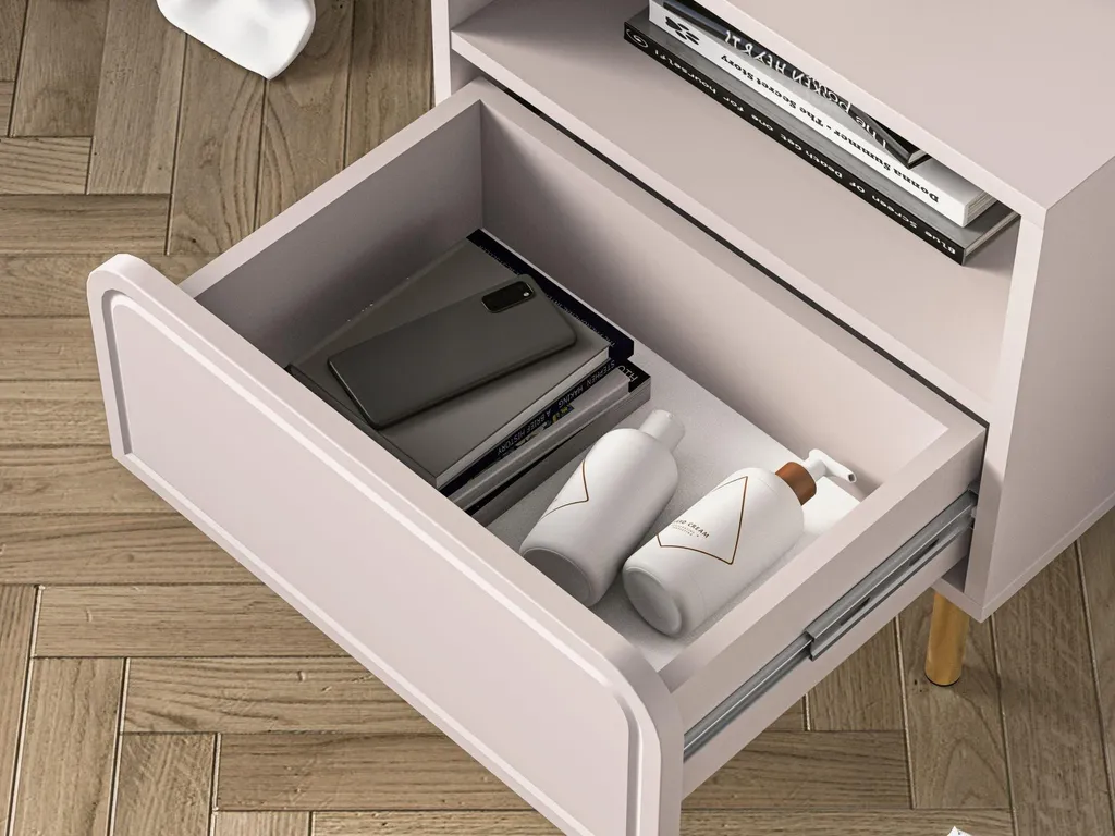 Table de nuit beige cachemire 50 cm Loppa Selsey avec rangement