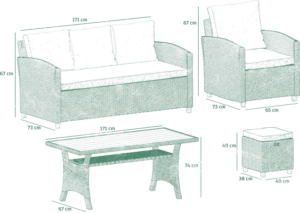 di volio Gartenmöbel-Set GENOVA, Terrassenmöbel Lounge Set Produktbild 7
