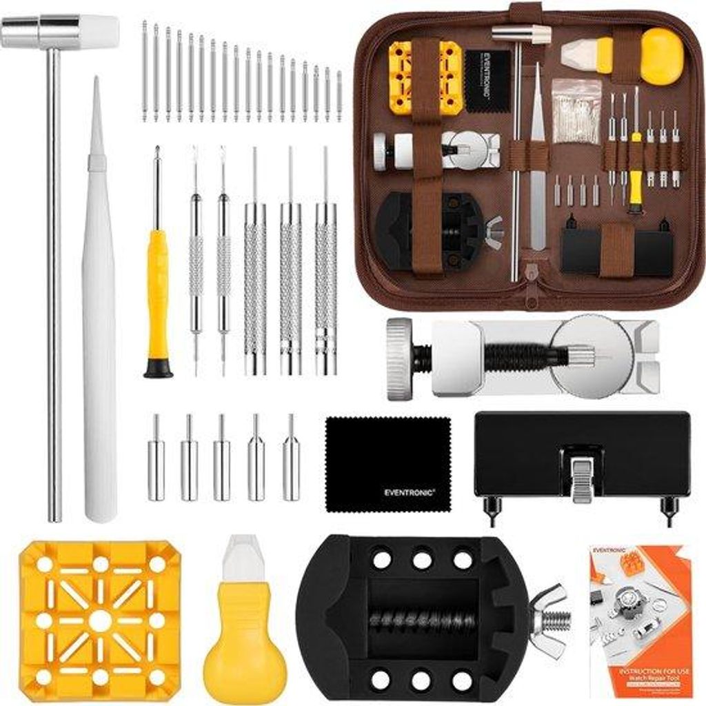Gereedschapsset für Uhrenreparatur in schwarzer Nylon-Tasche