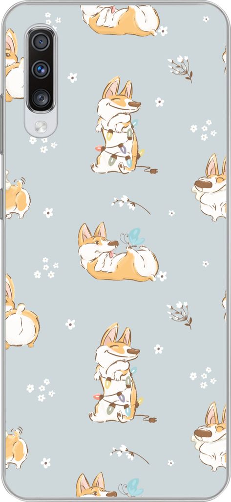 MuchoWow Handyhülle Schutzhülle Hülle für Telefoonhoesje Samsung Galaxy A70 Muster - Hund - Corgi - Jungen - Mädchen - Kinder - Kinder Silik...