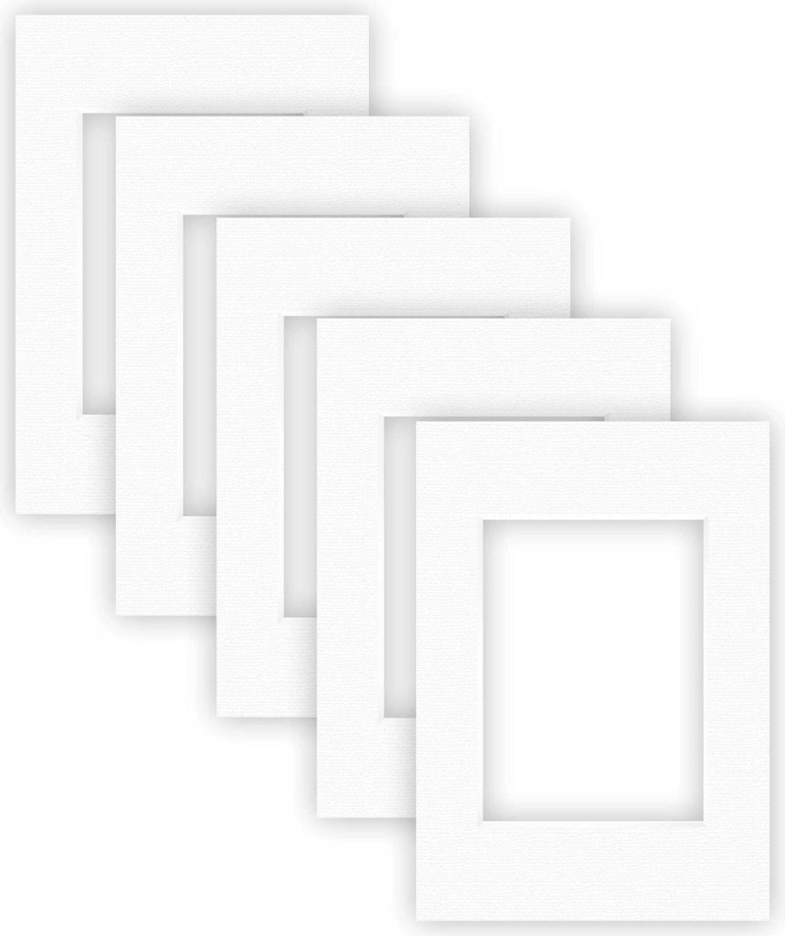 nielsen Conservation Passepartout 2,2 mm, 5er Set, Außenformat 24x30 cm cm für Bildformat 15x20 cm, Polarweiß mit Struktur