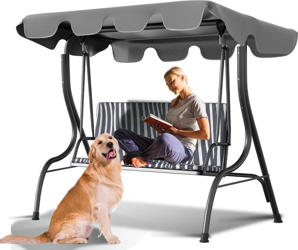 Izrielar Sonnendach Ersatzdach Universal Hollywoodschaukel 3 Sitzer Ersatz Bezug Sonnendach Schaukel Dach Plane Anthrazit 210x145cm