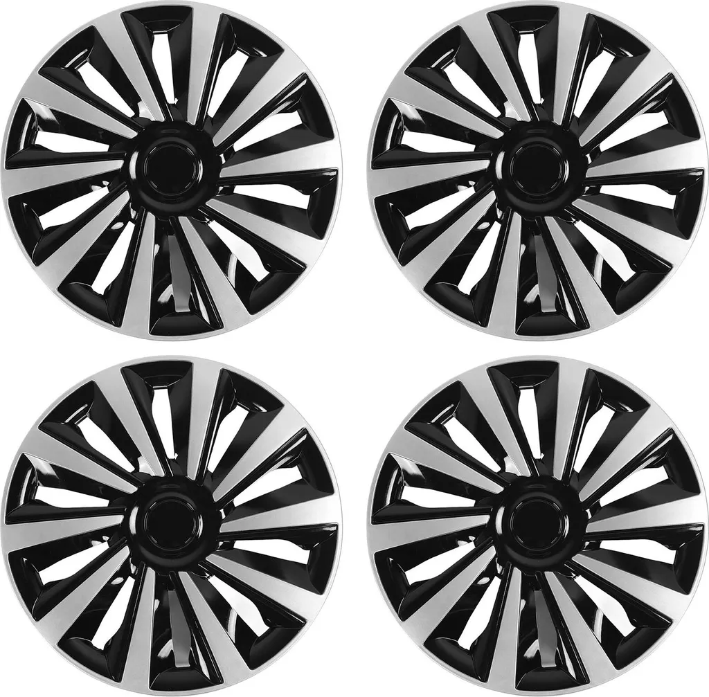 Lot de 4 enjoliveurs 15 pouces universels pour jantes en acier noir mat