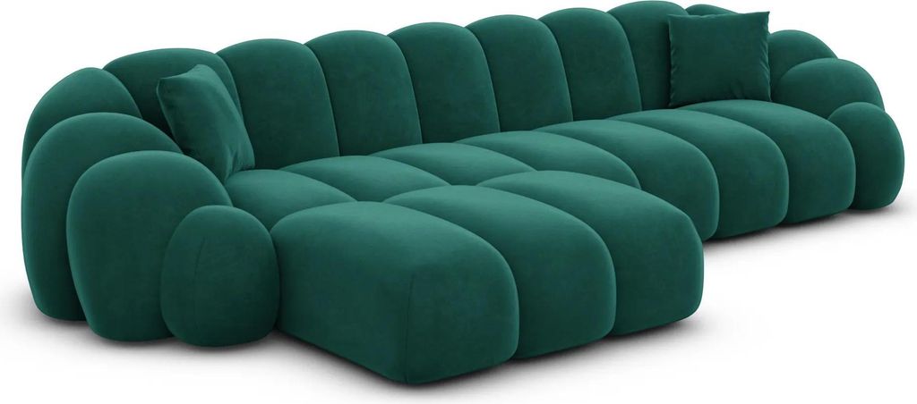 Samtstoff L-Form Sofa Liora Smaragdgrün Links