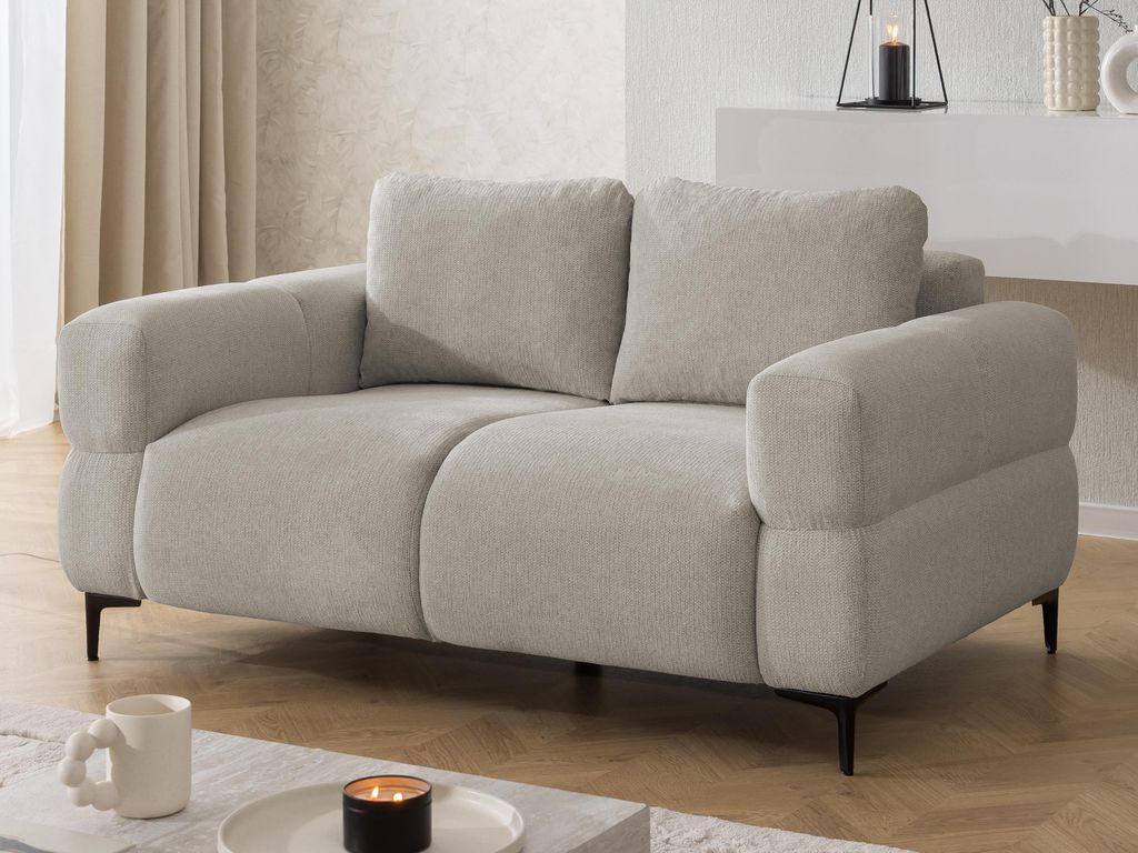 Cardea - Modernes 2-Sitzer-Sofa in Bubble-Optik aus weichem Taupe Strukturstoff mit hohem Sitzkomfort