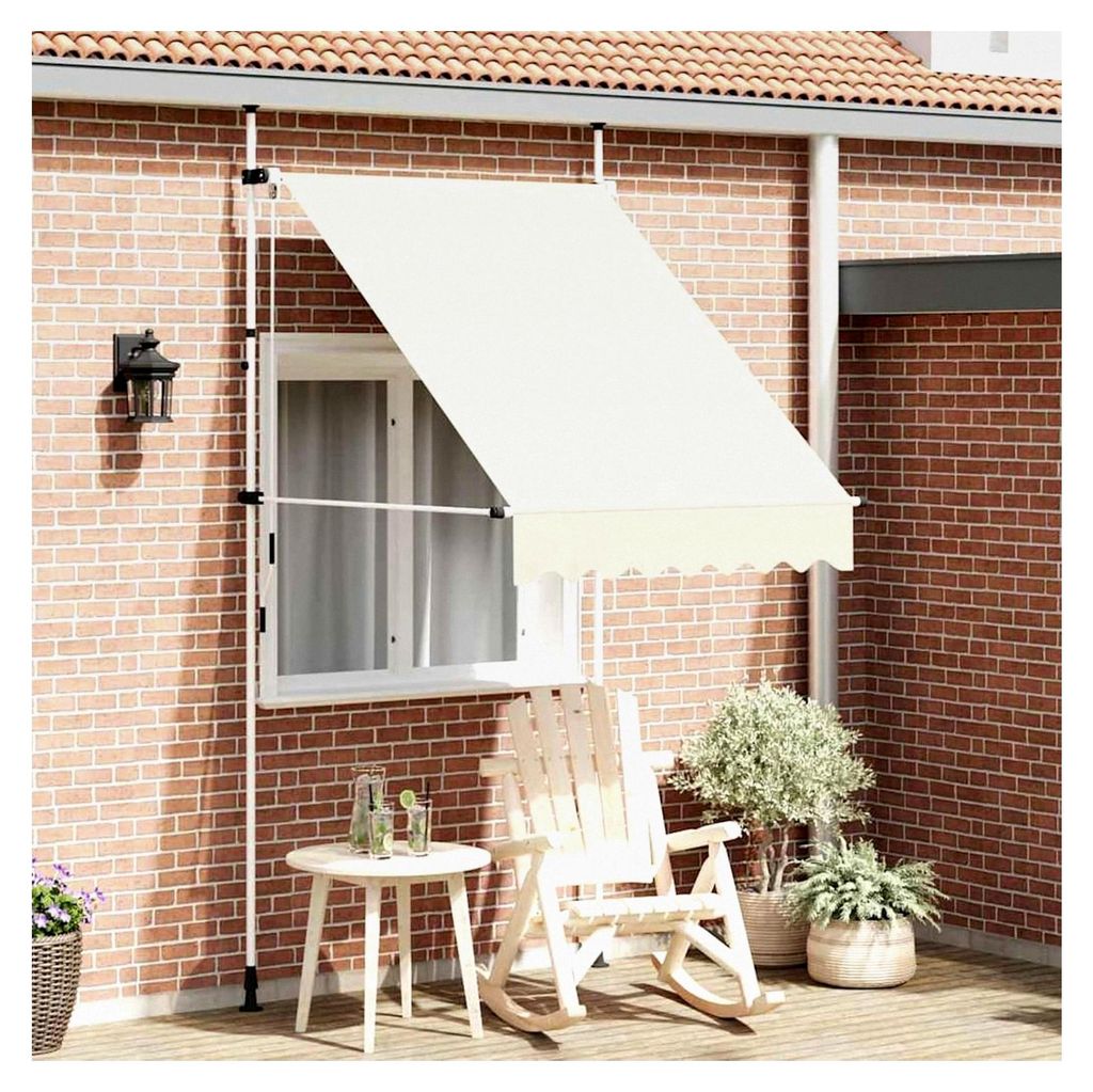 Einziehbare Markise Handbetrieben 150 cm Cremeweiß für Balkon, Terrasse und Garten