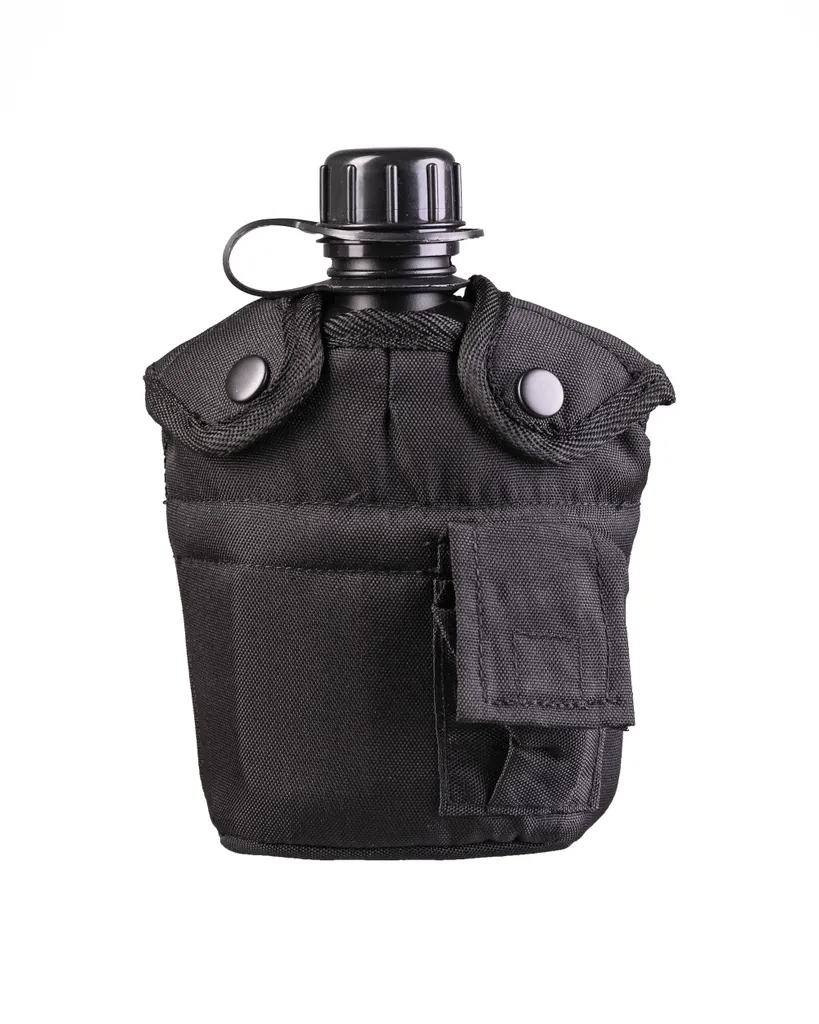Gourde US avec gobelet noir - Bidon militaire tactique en PVC de 1L