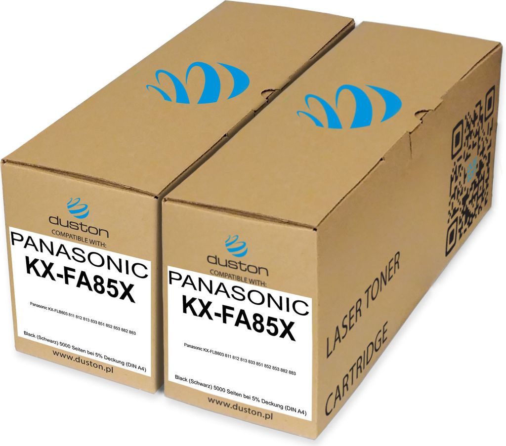 2x KXFA85X, KX-FA85X Toner Druckertoner Patrone Schwarz kompatibel mit Panasonic KXFLB803 811 812 813 833 851 852 853 882 883