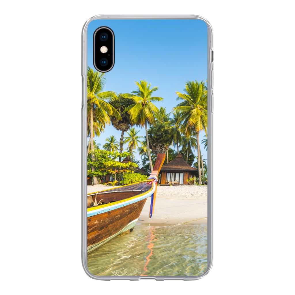 MuchoWow Handyhülle Schutzhülle Hülle für iPhone Xs Strand - Kajak - Sommer Silikon Softcase Handy Hülle - Handytasche