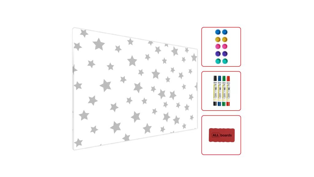 Metallische Magnettafel GRAUE STERNE 60x40cm MetalBoards Produktbild 
