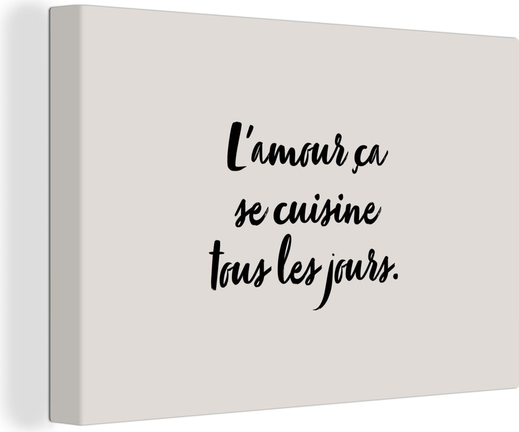 OneMillionCanvasses - Leinwandbilder - 150x100 cm, l'amour ça se cuisine tous les jours - Sprichwörter - Kochen - Zitate, Wandbilder Kunstdruck...