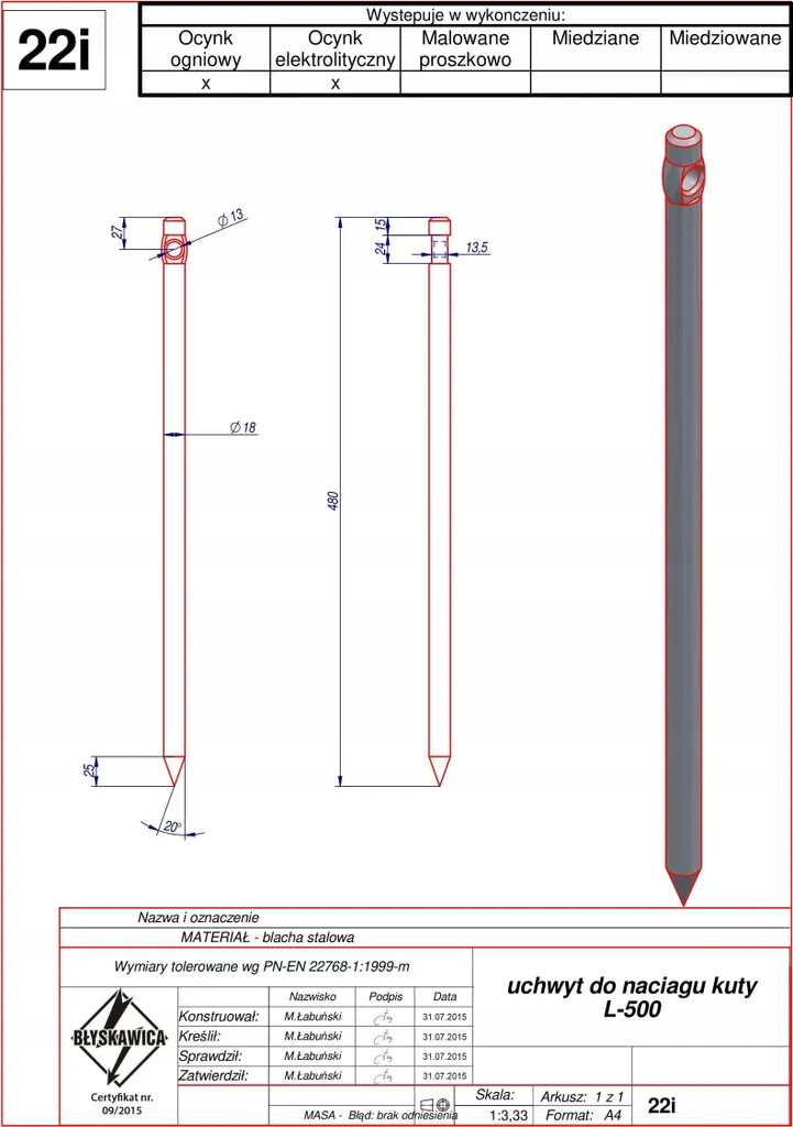 Borne forgée L-500 Fi 18 robuste pour installation de paratonnerre pro