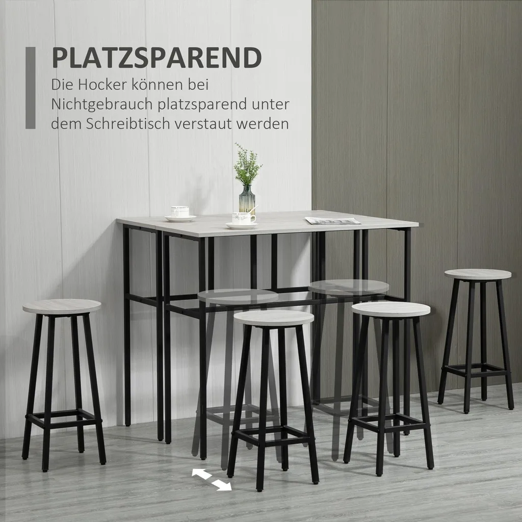 Set de Bar Industriel Compact : 2 Tables et 4 Tabourets Gain de Place
