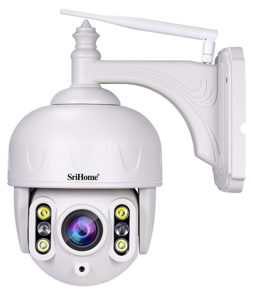 Srihome SH028 8MP 4K PTZ Außenkamera WLAN Nachtsicht Farbe Zwei-Wege-Audio IP66 Metallgehäuse Smart Home Überwachung, EU-Stecker