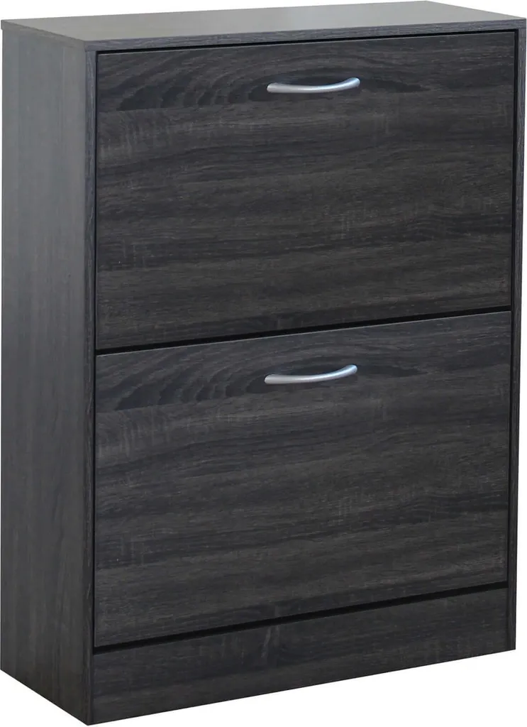 Scarpiera Legno Grigio Scuro 2 Ante Moderno 60x24x80 Milani Home