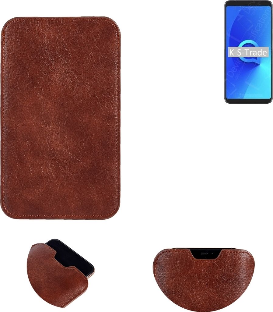 K-S-Trade Schutzhülle Handyhülle kompatibel mit Alcatel 3V (2019) Handytasche Kunstleder Sleeve in braun