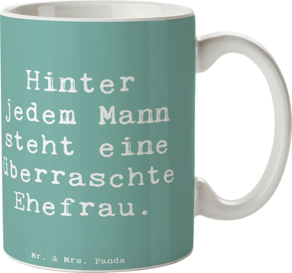 Mr. & Mrs. Panda Pott Spruch Überraschte Ehefrau - Produktbild 
