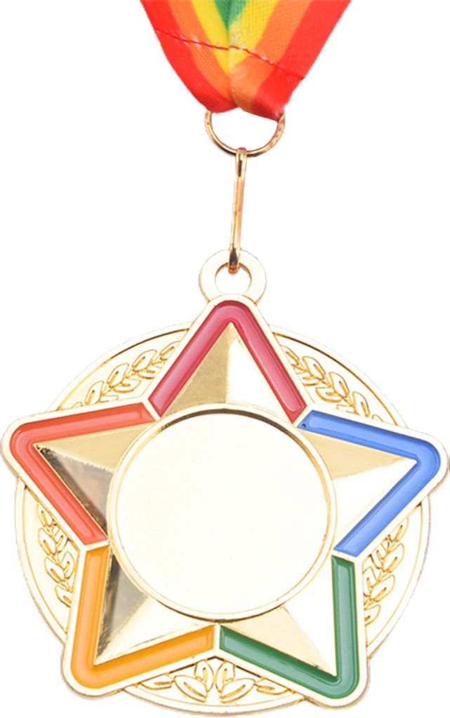 Medaille Helle Farbe Polieren Und Schleifen Nicht verformbar Glänzende Gedenkmetallspiele Pentagramm-Medaille für Sport-Golden