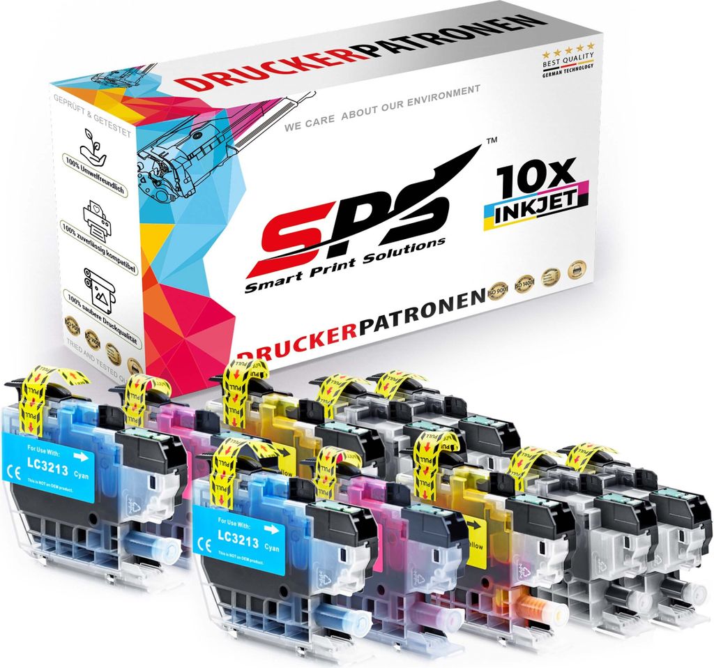 10er Multipack Set kompatibel für Brother DCP-J890DW (MFCJ890DWG1) Druckerpatronen LC-3213