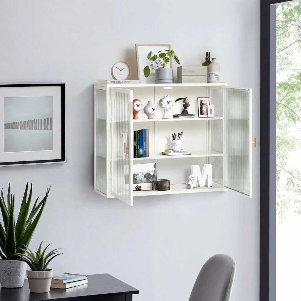 Meuble Haut de Rangement à 2 Portes Vitrées 70cm pour une Déco Moderne - 3