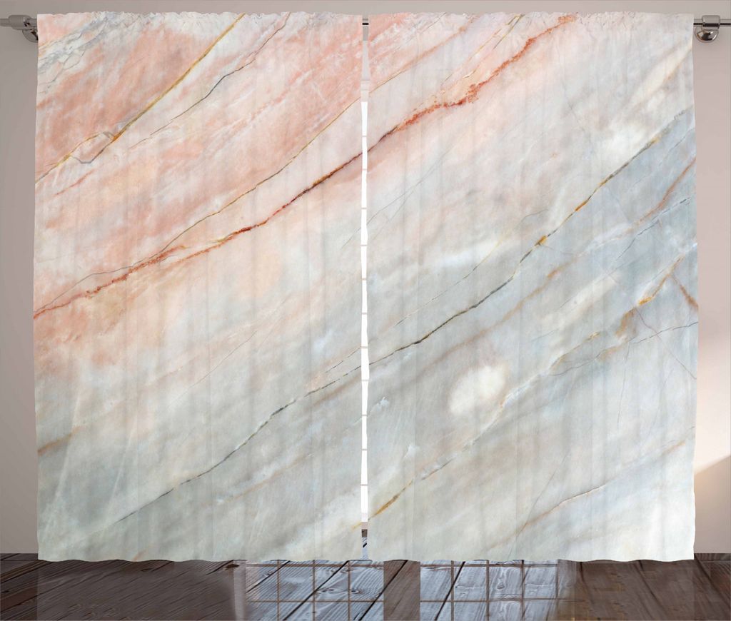 ABAKUHAUS Marmor Rustikaler Vorhang, Onyx Scratches, Wohnzimmer Universalband Gardinen mit Schlaufen und Haken, 280 x 245 cm, Peach Pale Grau
