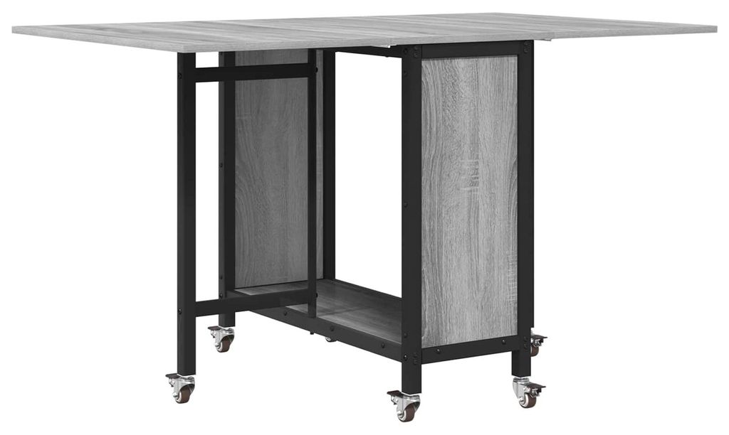 vidaXL Faltbarer Esstisch mit Rollen 130 x 80 x 76,5 cm Stahl PB