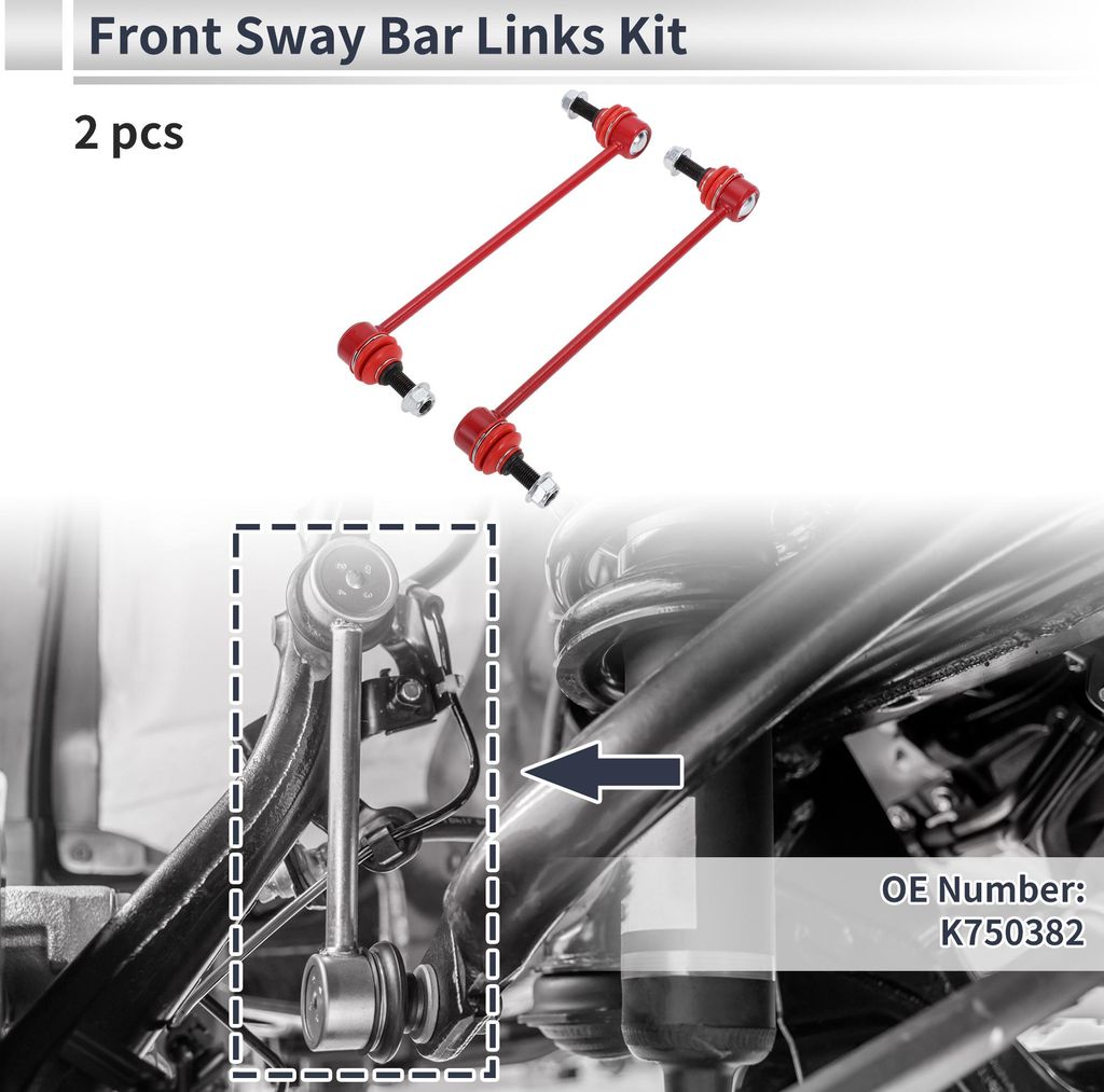 Front Stabilizer Bar Links Für Dodge Journey 2009-2020 Sway Bar Link Kits Suspension Bar End Links No.K750382 Eisen Gummi Rot 2 Stk
