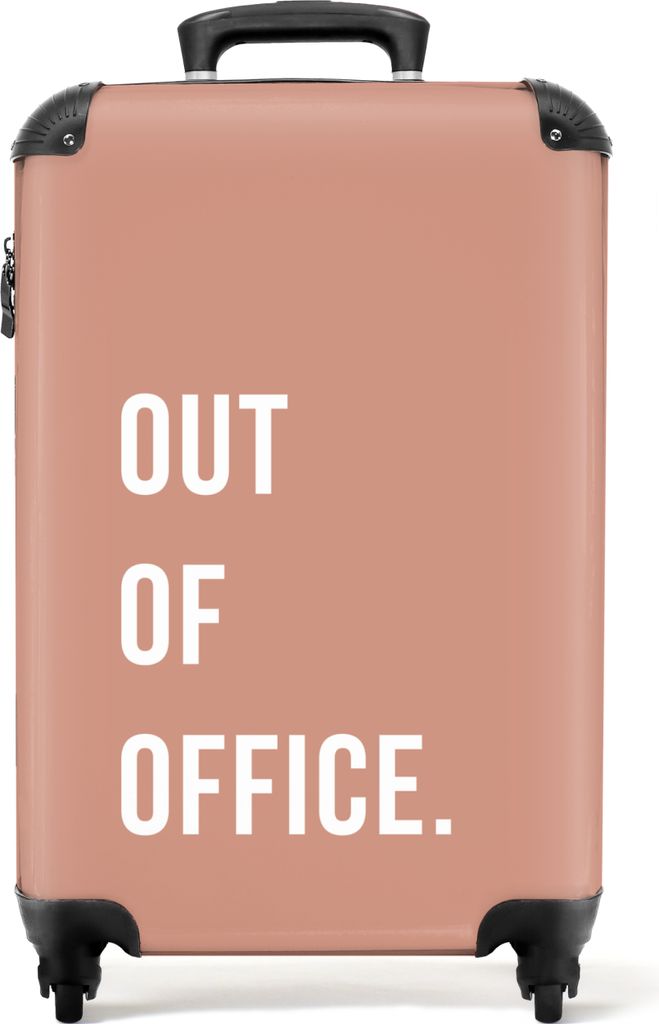 NoBoringSuitcases.com Koffer Handgepäck Trolley Rollkoffer Kleine Reisekoffer mit 4 Rollen - Zitate - Rosa - Außer Dienst - Cabin Size < 55x40x...